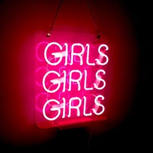 Neon pink girls girls girls sign